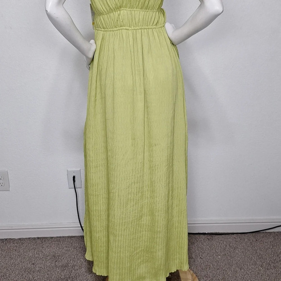 Taylor "NEW" Coquette Pear Green Bohemian Crepe Goddess Cottagecore Maxi Dress M - Picture 8 of 14